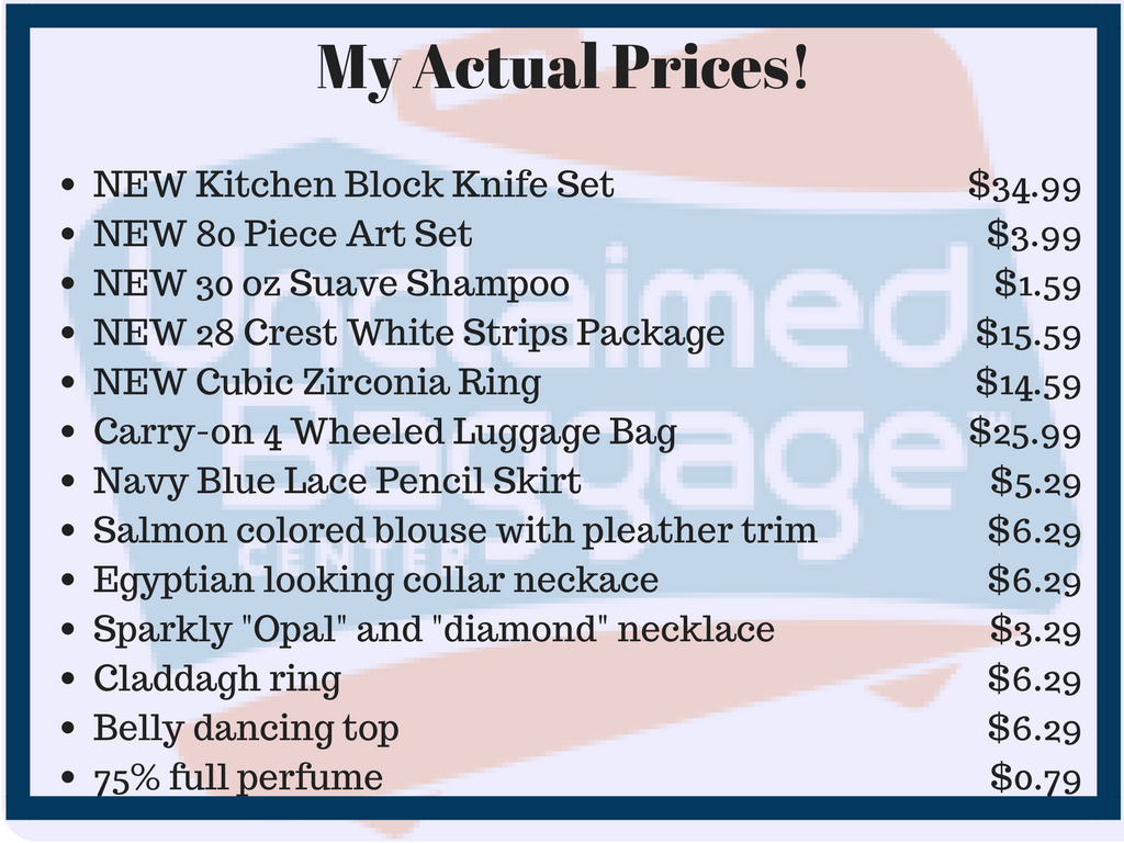 unclaimed baggage center prices
